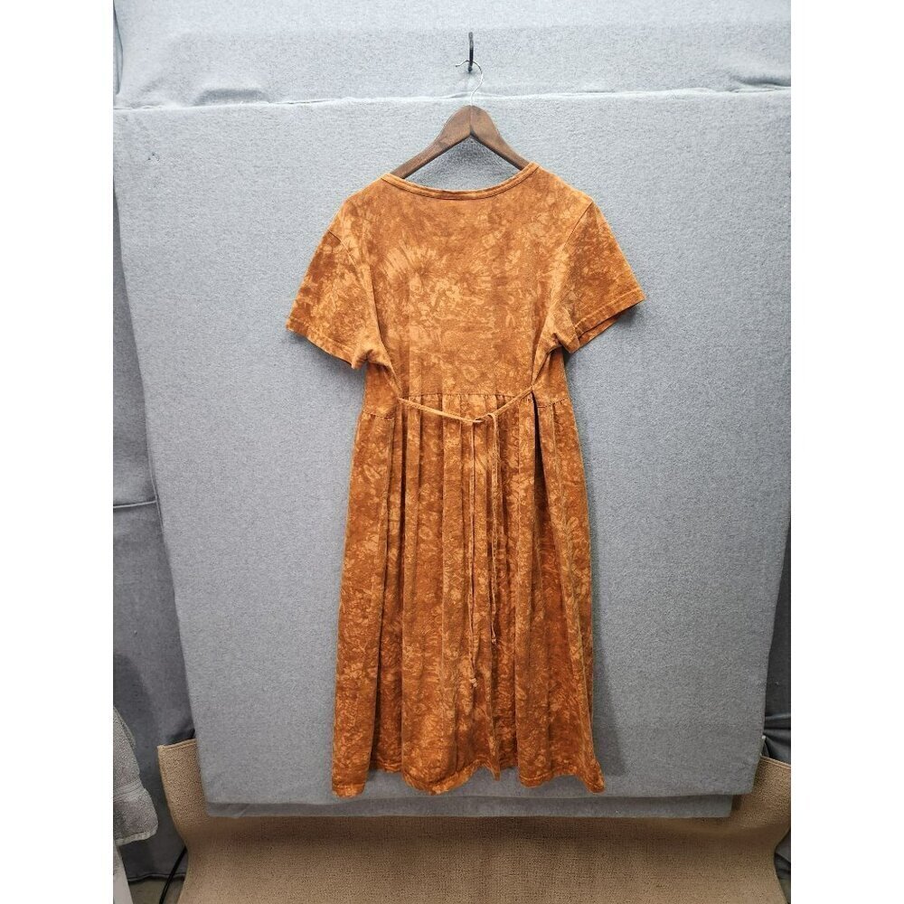 Cactus Bay Womens L Orange Tie-Dye Cotton Dress With Rooster Embroidery & Short - Picture 6 of 6